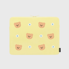 어프어프(earpearp) Dot flower bear-yellow-13inch notebook pouch(13인치 노트북파우치)