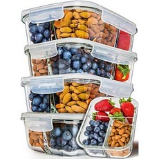 Prep Naturals Glass Meal Prep Containers 3 Compartment 5 Pack - Bento Box Containers Glass Food Sto, One Color_5 Pack, 상세 설명 참조0, One Color_5 Pack