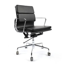 휘게체어 임스체어 명품 가죽 오피스 디자이너 디자인 eames chair 사무실 컴퓨터 고급 1인용 사무용 의자, 인조가죽(PU) - 블랙