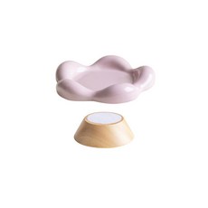 고양이 세라믹 그릇 작은 애완 동물 높이 음식 물 공급기 강아지 마시는 접시 나무 스탠드, purple with stand, 1개