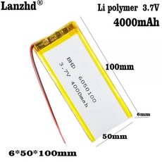 6050100 폴리머 리튬 충전식 배터리 GPS PSP DVD용 Li Po 3.7V 4000mAh 1-12개, 3.7 볼트_8 개 6050100
