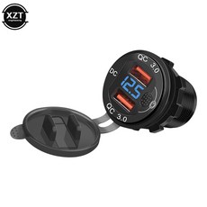 금속 자동차 라이터 듀얼 USB 충전기 알루미늄 빠른 QC3.0 소켓 방수 전압계 스위치