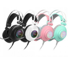 앱코 HACKER 가상 7.1 RGB 진동 노이즈 캔슬링 마이크 3D 초경량 게이밍 헤드셋, N550 ENC, 핑크