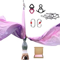 요가 벨트 필라테스 밴드 PRIOR FITNESS Aerial Silk Kit 8.2m Nylon Fabric Hammock Set with Hardware Guide for, Purple light