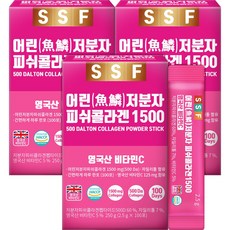 순수식품 500달톤 저분자 피쉬 콜라겐 1500mg 스틱 3박스(300포) 실속형 비타민C, 250g, 3개