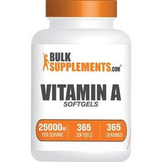 BulkSupplements.com 비타민 A 25000 IU 소프트젤 - 레티닐 팔미테이트와 같은 비타민 A 눈 - 글루텐 프리 1회 제공량당 소프트젤 1개 365개(1팩), 365 Count (Pack of 1), 365정