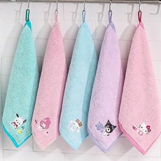 산리오 소프트 고리 코튼 핸드 타월 고리형 키즈 수건 핸드타월 어린이집 유치원 얼집 준비물 5종, 1개, 포차코