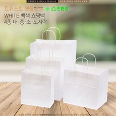 [BNPAD 트위스트 핸들 쇼핑백 9종 ] 다크Kraft / 크라프트 / 백색White BEST인기상품모음전[100개 1박스], 100개, G100 백색 도시락 D26xW16xH26(LB)