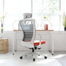 린백 사무용 컴퓨터 책상 의자 LB18H, LB18HW-화이트바디, 레드