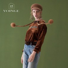 바디영 ANSUO안소 드랜드 스타일리쉬 이니셜 모 공 드로스트링 포인트 블러킹 후드 톱