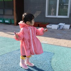 <러블리 레몬트리> 빅리본 프릴 우비 북유럽풍 유아 아동 여아 레인코트