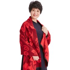 티 가을 두꺼운 보온 할머니 중년 숄 투웨이