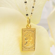 루이델라 여성용 14K 18K 체인 목걸이 + gold-plated 펜던트 로즈골드 여자친구 선물 금 골든바 목걸이