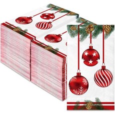 100개의 PCS 크리스마스 냅킨 3겹 일회용 종이 디너 파티용 트리 점심 주방 욕실 테이블 장식, Christmas Ball, 1개