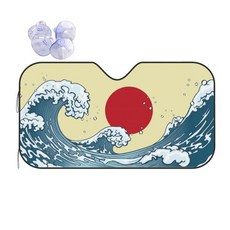 카나가와 아기차량용햇빛가리개 서핑 윈드실드 차양 레트로 있는 자동차 프론트 윈도우 바이저 76x140cm UV 프로텍터, W 140cm H 76cm