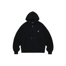 WOOALONG Signature hood zip-up - BLACK