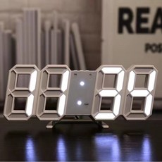 에이비씨벅스 미니 LED시계 벽시계 심플 전자벽시계 인테리어 3D탁상 시계, 화이트