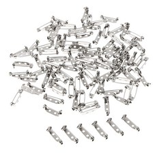 FWT 100 조각 실버 브로치 안전 핀 캐치 사실 바 뒤로 DIY 20mm