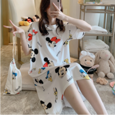 XQ Hearts price E-SAY (상표등록) (덧신증정)여 미키마우스 원피스형 잠옷 홈웨어 면 반팔 파자마 99670