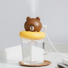 라인프렌즈 브라운 USB 생수병 책상 컵 스탠드형 다용도가습기, 라인프렌즈브라운가습기