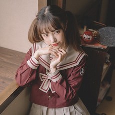 복고풍 레드 일본 교복 세라복