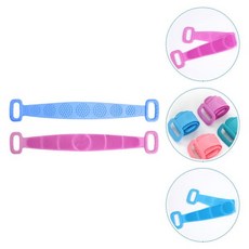 양면 목욕 수건 각질 제거 등 스크러버 긴 스트립 브러시 샤워 실리카 젤 바디 풀 2 개, 01 Purple Blue