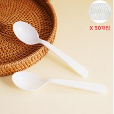 더에코 일회용 플라스틱 숟가락 개별포장 위생 수저 스푼, 1세트, 50개
