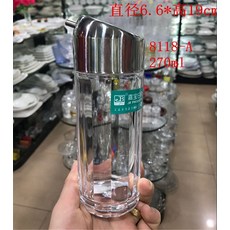 호텔 요리당 아크릴 식자재간장 주전자 식초병 조미 보틀 스테인리스 스틸 라이크 유리 분실방지 비닐 플라스틱 린넨 오일용기, 8118-A（270ml）