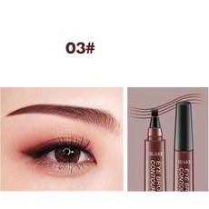 워터프루프 입체적인 눈썹 털 뚜렷한 4 갈래 와일드 워터 연필 오래 지속됨 땀 방지 변색, 1개, 4. 3 Reddish brown