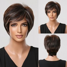 EASIHAIR 여성용 짧은 합성 가발 금발 밥 레이어드 내추럴 헤어 곱슬 하이라이트 고온 섬유 코스프레, 02 LC2020-12, 1개