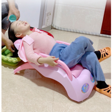 접이식 샴푸 의자 침대 어르신 노인 머리 감기 보조, 핑크 대형, 접이식 (세면기 포함), 1개