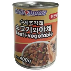 헬로도기 수제조각 주식 캔 400g, 소고기와 야채, 24개입