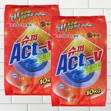 1+1 슈퍼 ACT-V 일반드럼겸용 세탁세제 10kg 2개 가루세제 찬물세제, 20kg, 1개