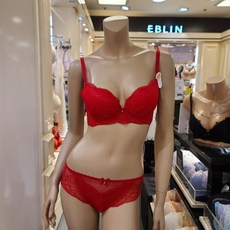 에블린 로맨틱홀리데이_풀컵브라 헴팬티 세트 레드 뉴코아 인천