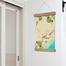 패브릭족자_40CmX60Cm-복을부르는잉어_우드스크롤_패브릭아트