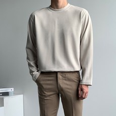 남성용 무지 스판 라운드 긴팔티 사계절 레이어드 남자 티셔츠 기본