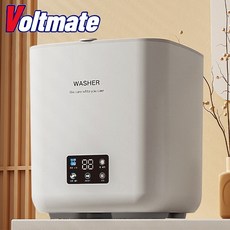 [국내발송] VoltMate 전자동 미니 세탁기 세탁과 탈수 모두 자동 일체 7L 가정용, 화이트