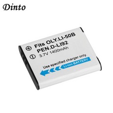Dinto Li-50B 리튬 이온 카메라 배터리 올림푸스 u6010 펜탁스 XZ-1 SP-800UZ D-Li92 용 1400mAh 1 개, 한개옵션0, 1개