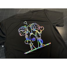 볼링크루 볼링 티셔츠 커플볼러 홀로그램, 블랙, 프리미엄 면