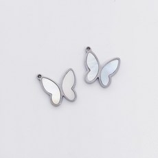 써지컬스틸 엔틱 자개 나비 팬던트 악세사리부자재 써지컬 목걸이 부자재 써지컬 팬던트