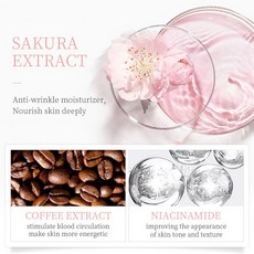 LAIKOU 사쿠라 에센스 추출물 아이 크림 안티 에이징 퍼밍 및 스무딩 주름 붓기 방지 다크 서클 스킨 케어, 1개