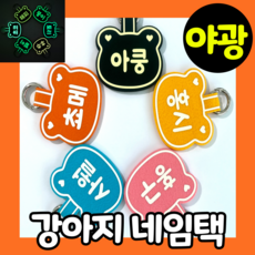 강아지네임택 야광 강아지 이름표 고양이 목걸이 애견 인식표 반려견 명찰 네임트리, 1개, 10번(옐로우+오렌지)