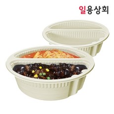 [ILYONG] 친환경 실링용기 팩시스 2168-2A 2칸 320개 연노랑 중화용기 짬짜면, 단품, 단품