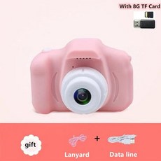 어린이 키즈 카메라 교육 완구 아기 선물 미니 디지털 카메라 1080P 프로젝션 비디오 카메라 2 인치 디스플레이 화면, 1개, Pink 8G