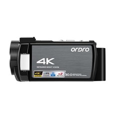 유튜버촬영장비 비디오 카메라 캠코더 4K 풀 HD Ordro AE8 IR 야간 투시경 WiFi 디지털 카메라 YouTube 블로깅 동영상 촬영 블로거, 표준, 협동사