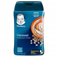 거버 오트밀 시리얼 1단계 227g 6팩 Gerber Single-Grain Oatmeal Baby Cereal 8 Ounces Vitamins C E Zinc & 6 B vitamins for healthy development plus calcium, 단일옵션, 6개