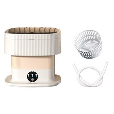 기숙사 아파트 속옷용으로 휴대하기 쉬운 접이식 미니 세탁기 10L, 카키 60W, 플라스틱 수지