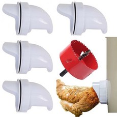 DIY 대용량 닭모이통 만들기 모이통 입구 4개 1세트 홀쇼포함, 흰색 8+1(흰색 고무 링+빨간구멍 오프너), 1개