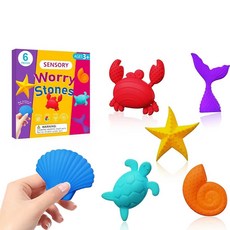 Fidget Toys 감각 스톤: 6팩 텍스처 워리 스톤 - 불안 완화를 위한 피젯 스트레스 장난감 - 조용한 피젯 장난감 성인용 피젯 및 스트레스 해소 아이템 자극 자폐증 감