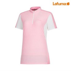 라푸마 여성 핑크 컬러블록 반집업 반팔티셔츠 LFTS8B550P1